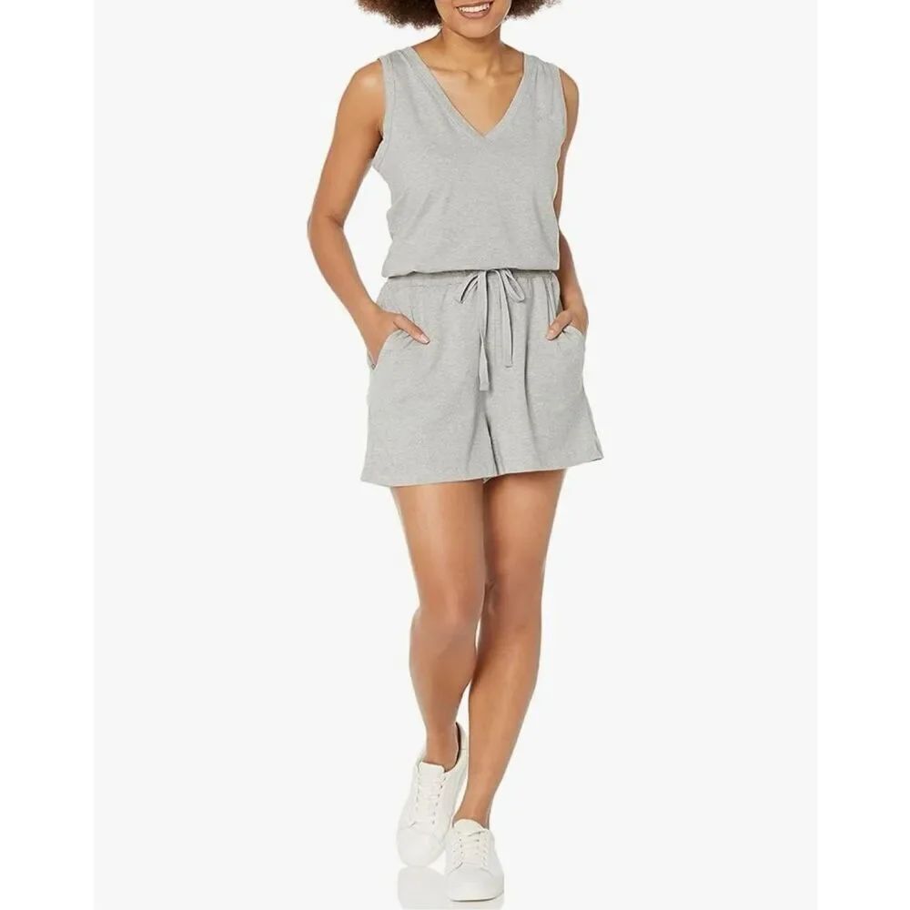 ✨Calvin Klein womens Essential V-neck Sleeveless Grey Sz Large Romper✨